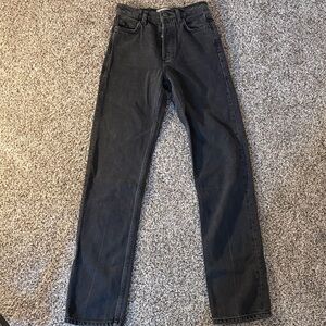 Reformation Women's Cynthia High Rise Black Straight Leg Jeans 23